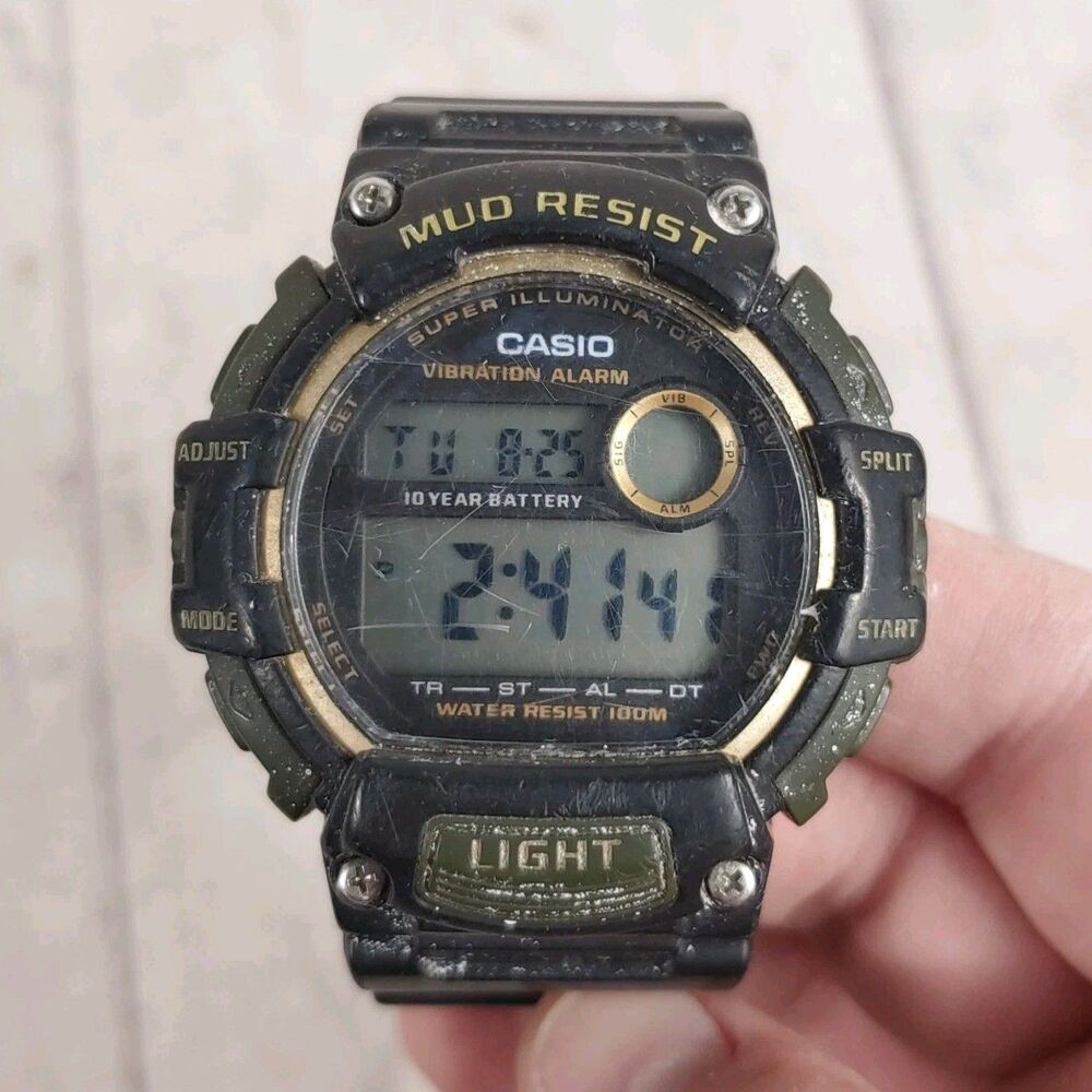 Casio TRT-110H Digital Quartz Sport Watch - 100m Water Resist, Black Resin Light
